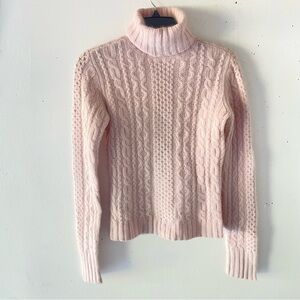 White + Warren 100% cashmere pink cableknit turtleneck sweater 37934